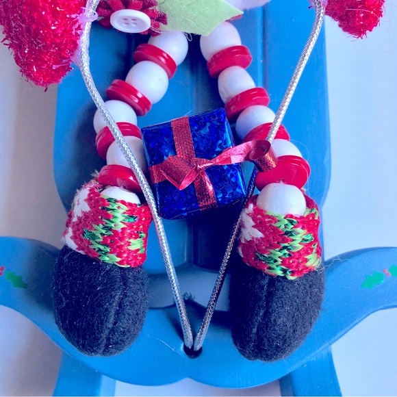 VINTAGE Wooden Sleigh Snowman Bear Christmas Theme Table Decor 9” x 6” x 7” tall - Picture 5 of 16